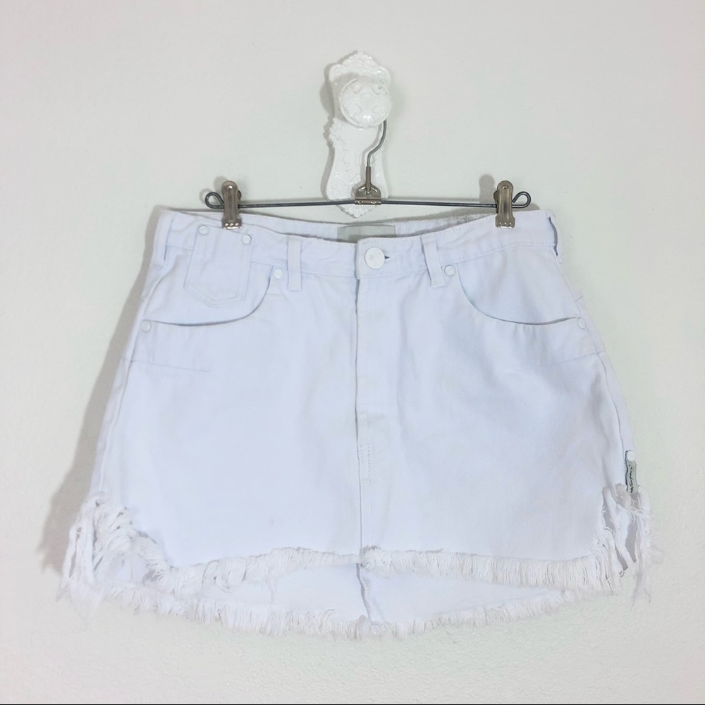 One Teaspoon White Denim Mini Skirt
